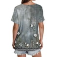 thumbnail image 4 of ALLLIST Womens Tops V Neck Floral Short Sleeve Blouse Pleated Fashion Green Pullover Ladie's Tops, 4 of 4