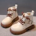 thumbnail image 2 of Girls Ankle Boots Kids Fashion Buckle Strap Riding Booties Lace up Zipper Lug Sole Round Toe Winter Short Boots, 2 of 5