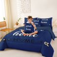 thumbnail image 3 of Feelyou Cartoon Dinosaur Letter A Print Twin Bedding Sets for Boys Girls, Cute Animal Bedding Comforter Set, Blue, Blue Reversible, 7-Piece, 3 of 7