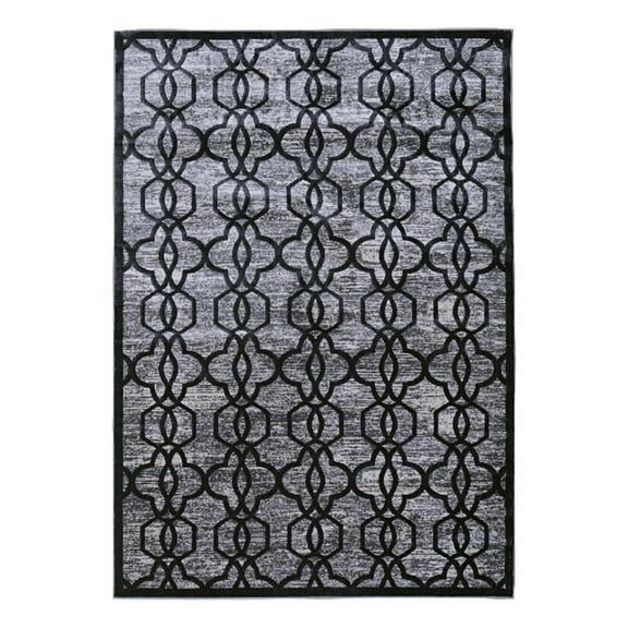 Linon Platinum Iron Gate Polyester 8'x11' Rug in Gray and Black