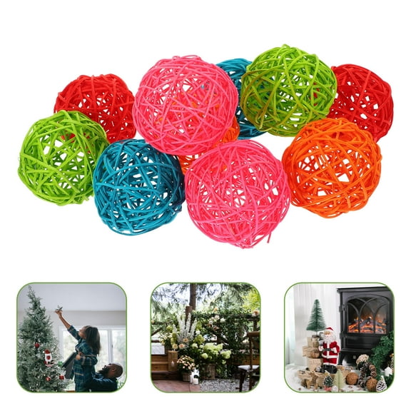 Masteelf Decorative Rattan Balls for Centerpiece Vase Filler and Bowl Decor Assorted Color Plastic 10pcs