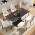 thumbnail image 2 of JERFIT Modern 63-inch Sintered Stone Dining Table with X-Leg Base, Rectangular Kitchen Table for 6, Black, 2 of 10