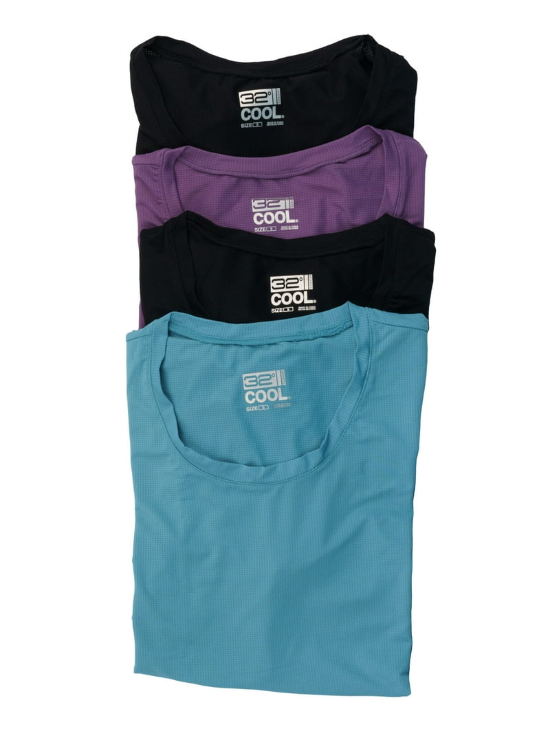 32 Degrees Women's Air Mesh Short Sleeve Tee (Black, Black, Teal