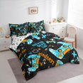 thumbnail image 3 of Manfei Game Repeat Bedding Comforter Set 7 Pieces for Teen, Black Cyan Game Console Full Bedding Set, Cartoon Gamepad Gaming Reversible Fitted Sheet Flat Sheet, Lightweight Room Decor, 3 of 7