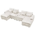 thumbnail image 7 of Aisword 124" U Shaped Cloud Couch Sectional with USB Charging, Hidden Storage, Cup Holders & Chenille Double Chaise, White, 7 of 7