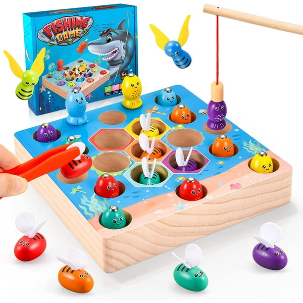 Toys for 1-3 Year Old Boy Girl, Montessori Toys for Toddlers Magnetic  Fishing Game Wooden Toys for 1 2 3 Year Old Babies Sensory Toys for Babies  Educational Toys Birthday Gifts Easter