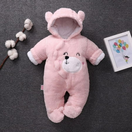 

Newborn Baby Cartoon Smile Bear Snowsuit Infant Jumpsuit Footie Romper Winter Coat Romper 8-12 Months