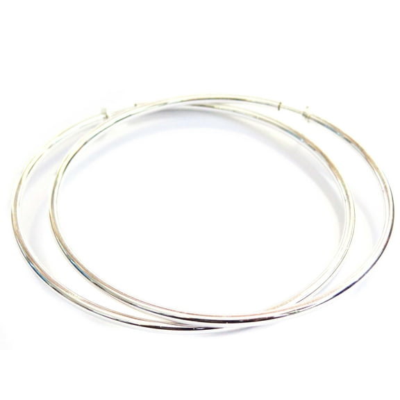 Clip-on Earrings Hypo-Allergenic Hoops Large 4 inch Silver Tone Circle Hoops