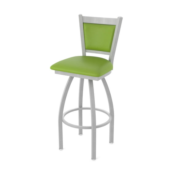 870 Hadleigh 30" Swivel Bar Stool with Anodized Nickel Finish and Canter Kiwi Green Seat and Back