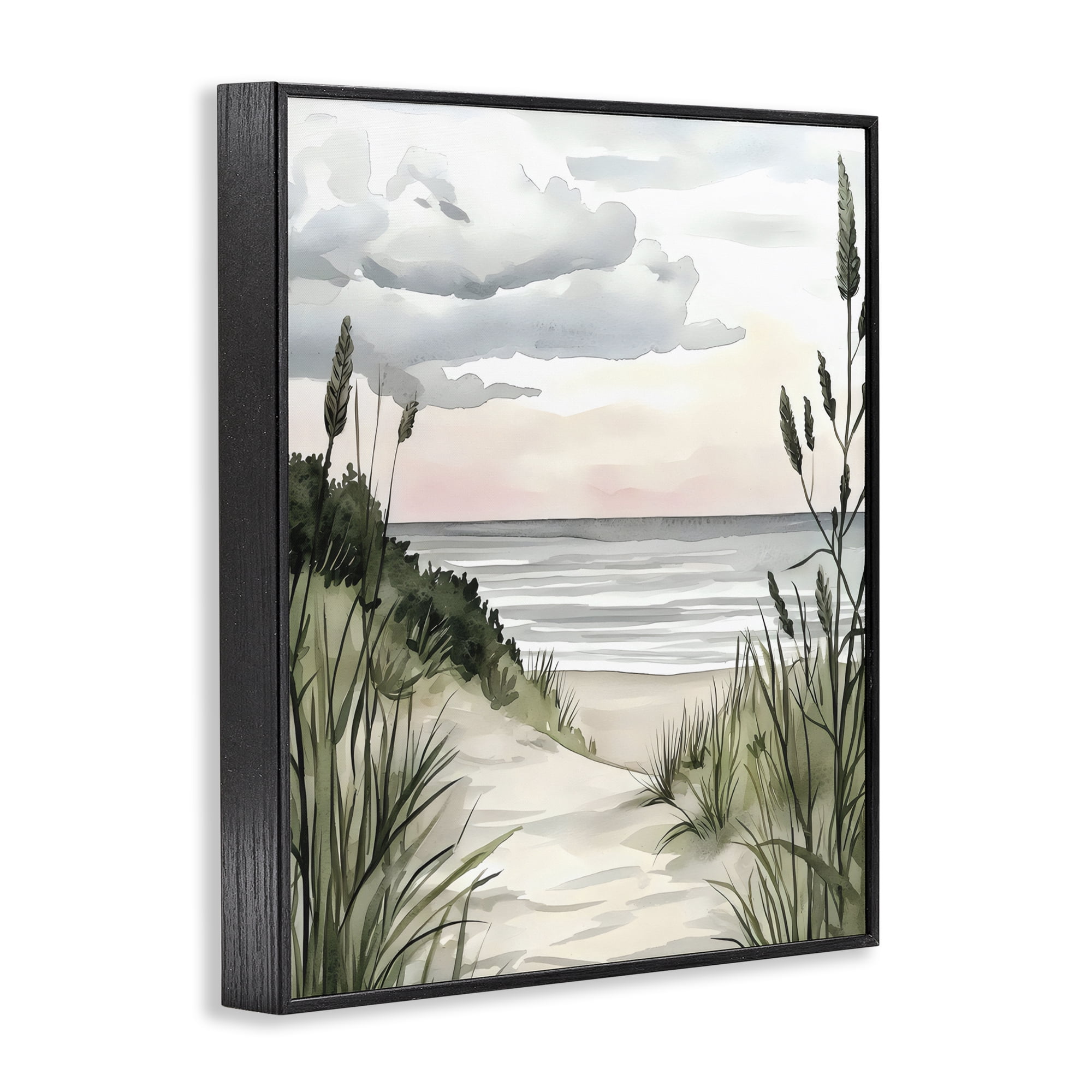 Stupell Industries Coastal Calm Seaside Dunes Black Framed Giclee Art, design by Riley B