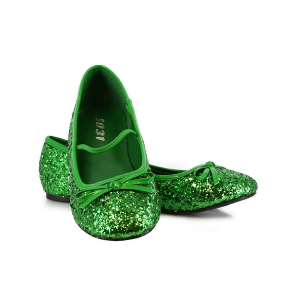 Green Glitter Ballet Flats for Girls