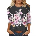 thumbnail image 2 of Fiudx Liquidación de Ofertas Flash Blusa Holgada con Estampado de Pascua y Cuello Redondo de Manga Tres Cuartos a La Moda para Mujer, 2 of 4