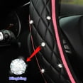 thumbnail image 4 of 1 Pack 15 Inches Elastic Stretch Leather Car Steering Wheel Cover, Bling Diamond Vehicle Decor Accessories for Most Vehicles, Pink, 4 of 12