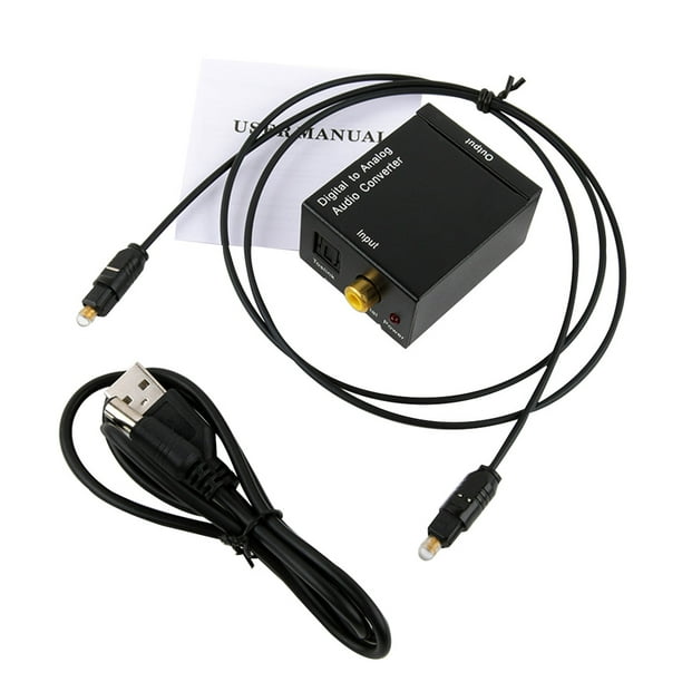 Decodificador convertidor de audio digital a analógico de 3,5 mm, señal coaxial de fibra óptica a adaptador de audio analógico RCA L / R Eigraketly EL1805-00B