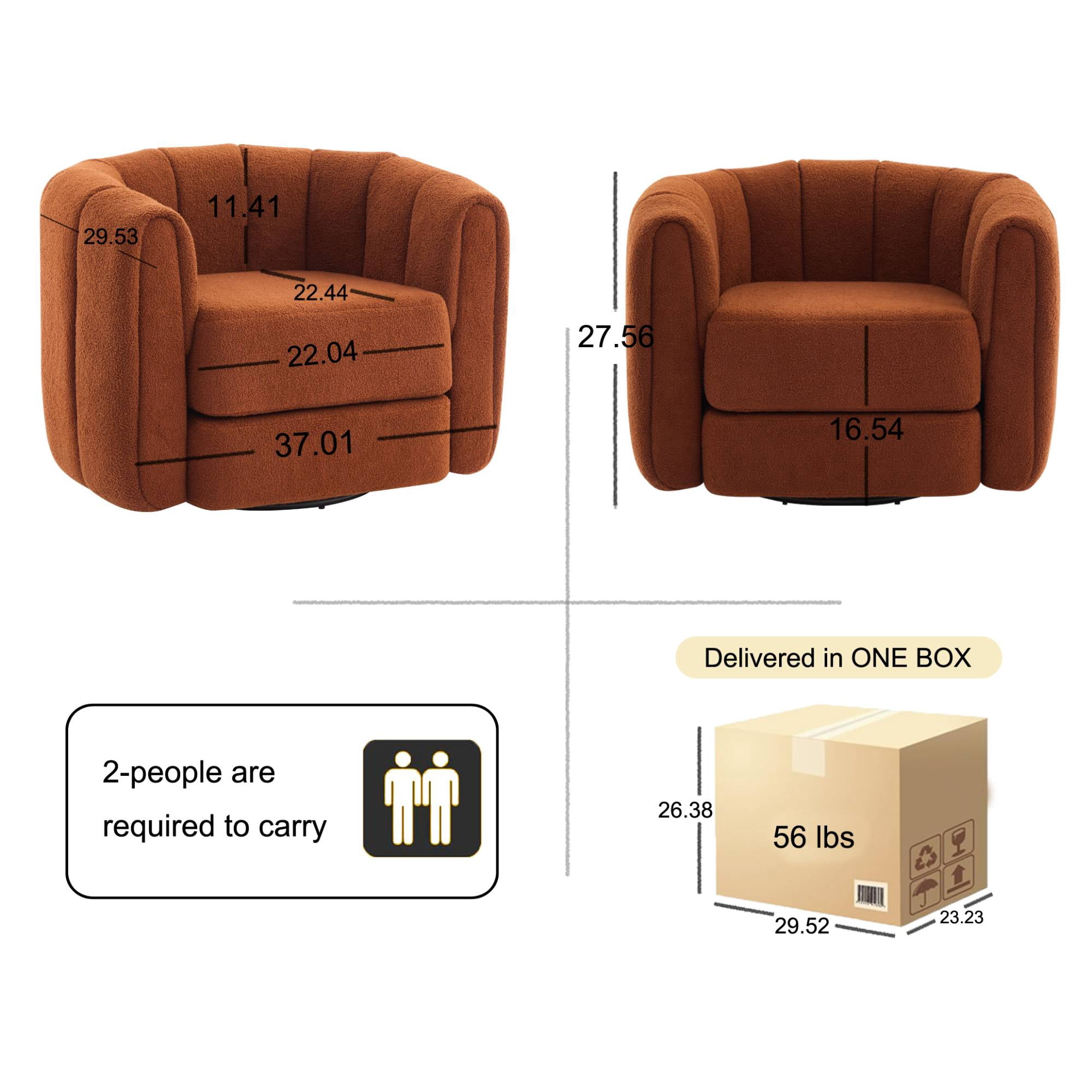 Swivel Accent Chair Modern Round Barrel Chair Comfy&nbsp;Velvet Reading sofa chair Armchair For Living Room, Brown