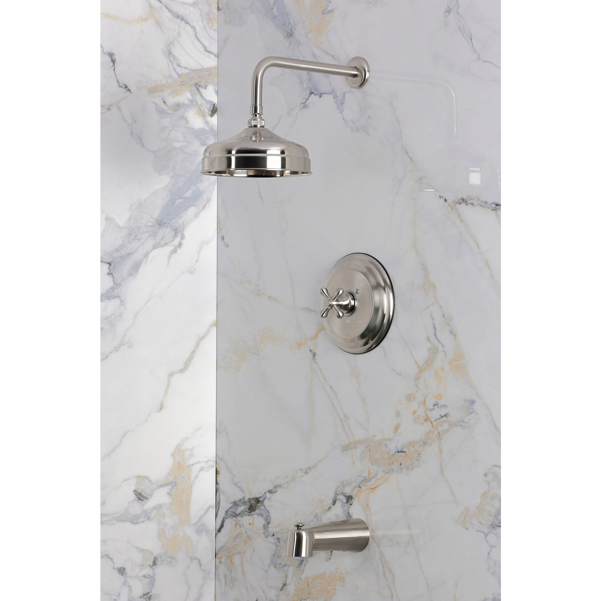 Kingston Brass KB4438AX Restoration Single-Handle Pressure Balanced Tub and Shower Faucet in Brushed Nickel