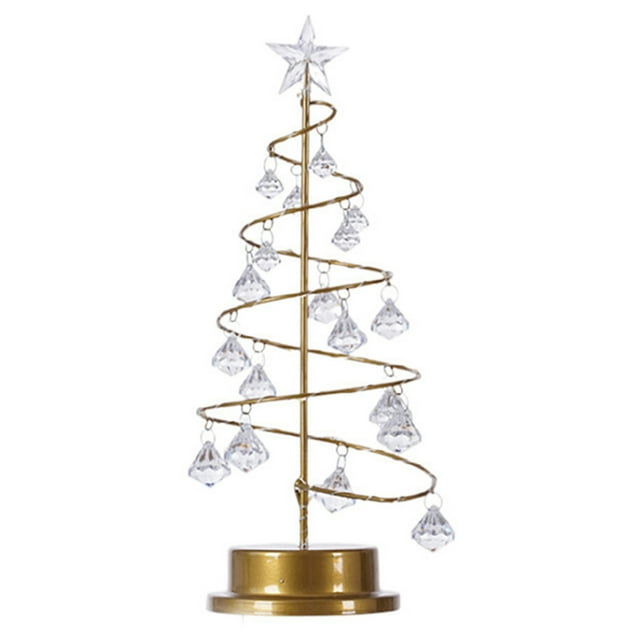 Lámpara de Árbol de Cristal de NaviDad Colgante de Cristal Acrílico Fuente de Luz fría Led Decoración Cálida Románica Lámpara de Mesa Dormitorio de Estar