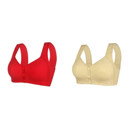 2 Pack(C & D) Womens No Steel Ring Padded Bras for Women Front Close Bra T Womens Bras Plus Size Back Plus Size Seamless Womens Bras Comfortable Support Unlined