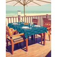 thumbnail image 2 of Teal Geometric Outdoor Tablecloth - 54x54 Inch Square Dining Table Cover, Contemporary Wave Abstract Art Waterproof Outdoor Table Cloth with Umbrella Hole & Zipper for Picnic/Patio/Party, 2 of 5