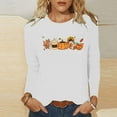 thumbnail image 1 of Simua Hauts Imprimés Floraux pour Femmes Coupe Ample Décontractée Col Rond Manches Longues T-Shirts Tunique Unie Mignonne, 1 of 4