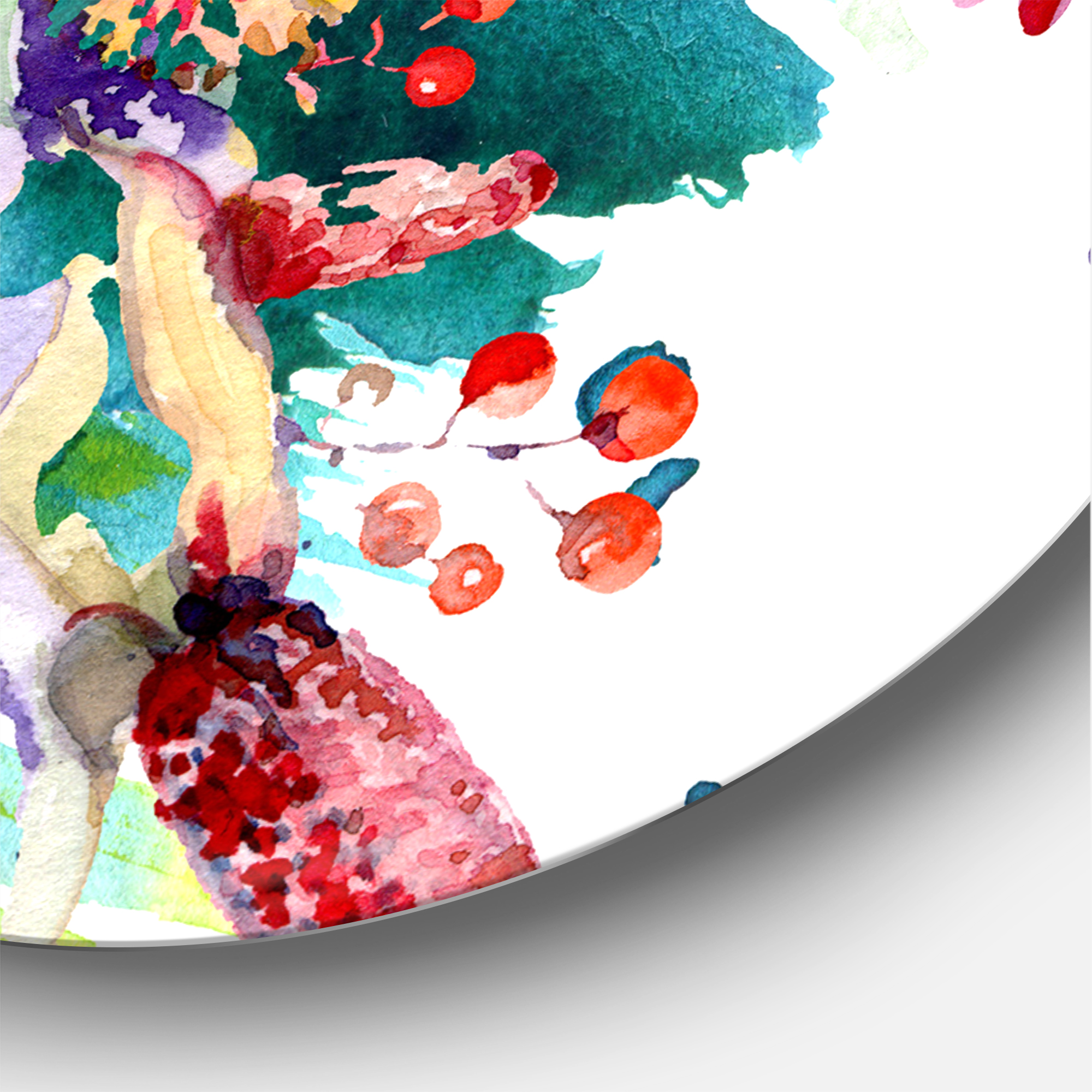 Designart 'Wildflowers and Vibrant Wild Spring Leaves X' Modern Circle Metal Wall Art 11x11 - Disc of 11