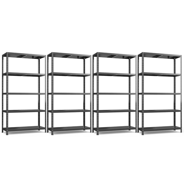 Costway 4PCS 5-Tier Étagère en Métal Réglable Robuste Utilitaire Rack de Stockage Noir
