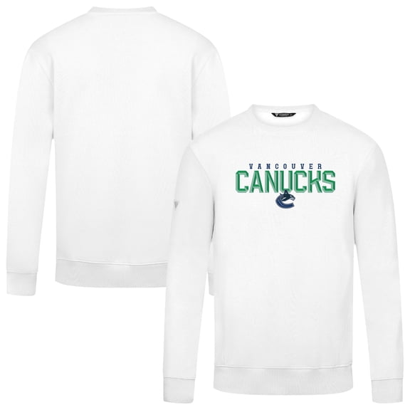 Men's Levelwear White Vancouver Canucks Zane Carve Pullover Sweatshirt