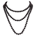 thumbnail image 3 of OPOLSKI Faux Pearl Necklace Charming Sleek Glass Cluster Long Simulated Pearl Necklace Black, 3 of 8