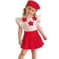 thumbnail image 2 of Amidoa Girls Summer 2 Piece Outfits Cute Sleeveless Tops Tops and Casual Skirt Kids Clothing Set Red Size 3T Red Size 3T, 2 of 9