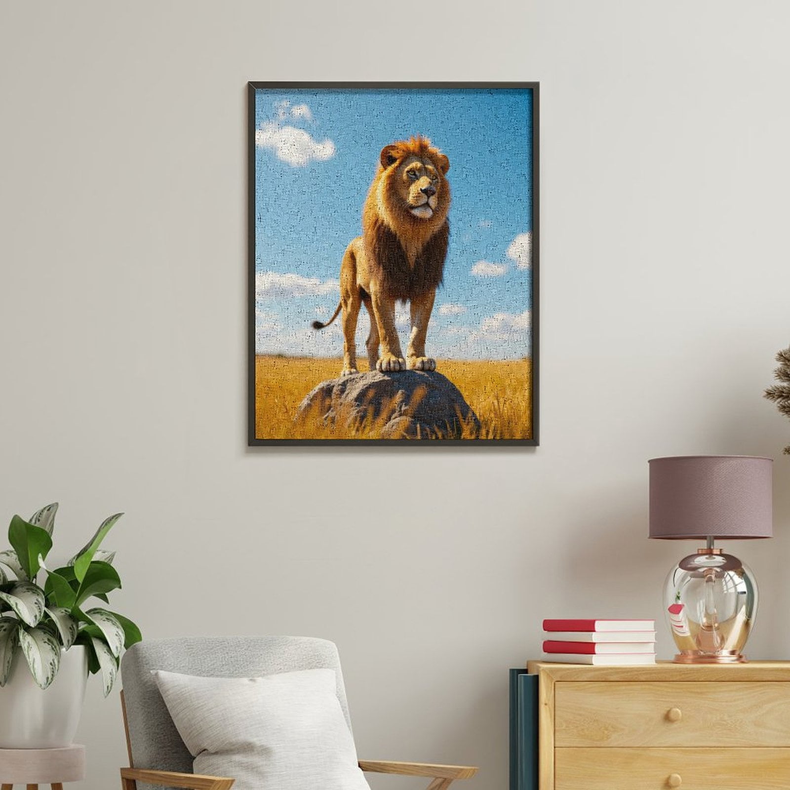 Paint By Numbers Kit for Adults Beginner - Majestic Lion On Rock DIY Canvas Painting Kits for Adults, Frameless Paint By Number for Adults for Home Wall Decor 16x20 Inch