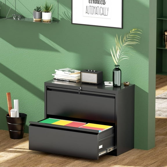 SUNCROWN 3 Drawer Lateral File Cabinet with Lock, White Filing Cabinet for Home Office, Locking Metal File Cabinet for Legal/Letter/A4/F4 Size with Hanging Bars&Key