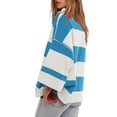 thumbnail image 5 of Sdeycui Womens Oversized Striped Shirt Color Block Sweatshirt Half Zip V Neck Y2k Tops Drop Shoulder Loose Pullover, 5 of 6