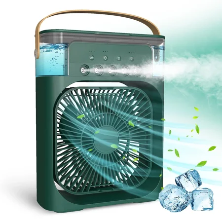 

Cterwk Portable Air Conditioner Fan; 5 In 1 600ml Timed Air Cooling Fan With 7 Color Lights 5 Jets 3 Speeds