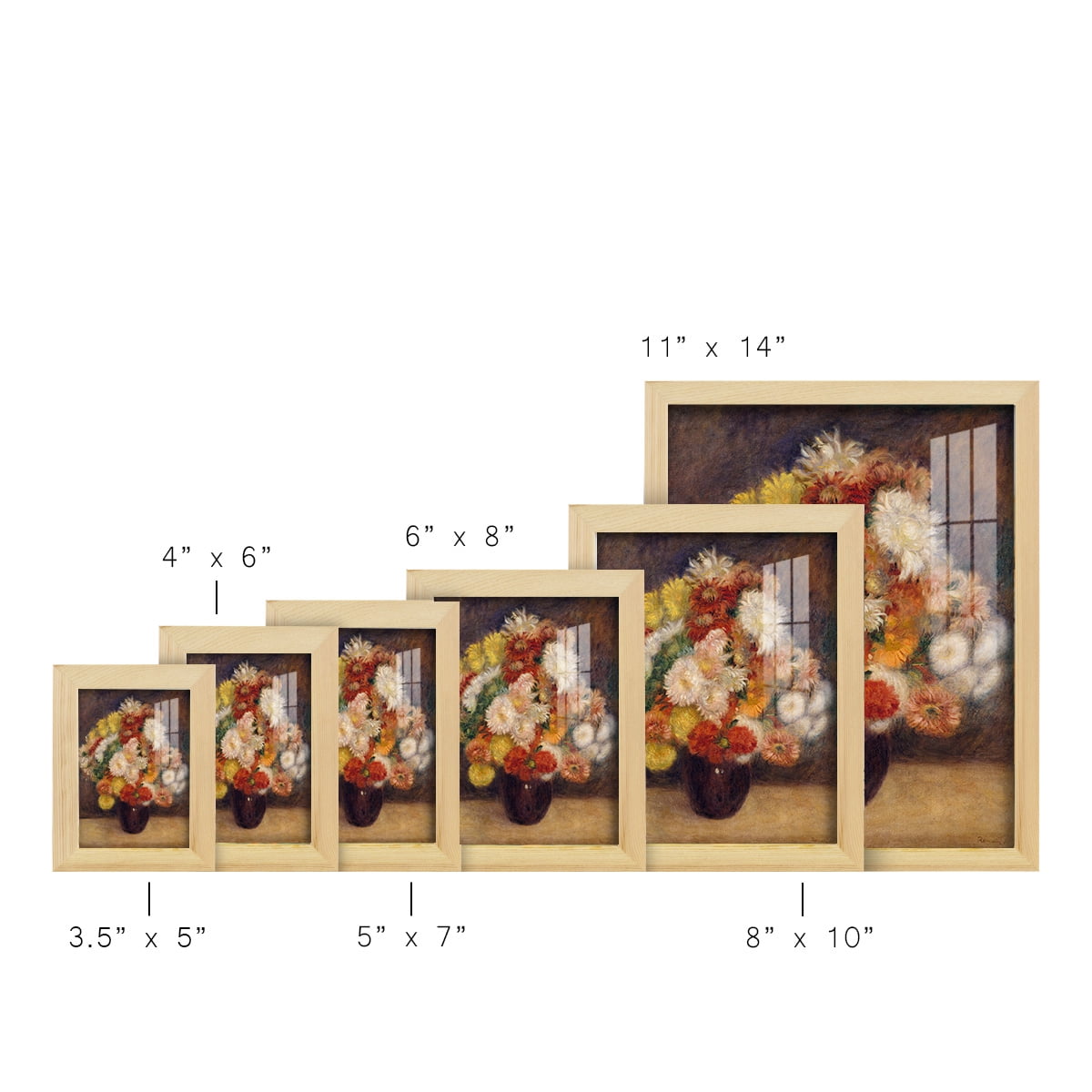 Bouquet of Chrysanthemums -Framed Print w/glass-Natural Wood