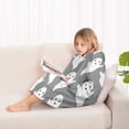 thumbnail image 4 of Gray Halloween White Ghosts Blanket Hoodies for Kids 6-13YR Oversize Wearable Blanket Hoodies for Boys Girls Teens, 4 of 7