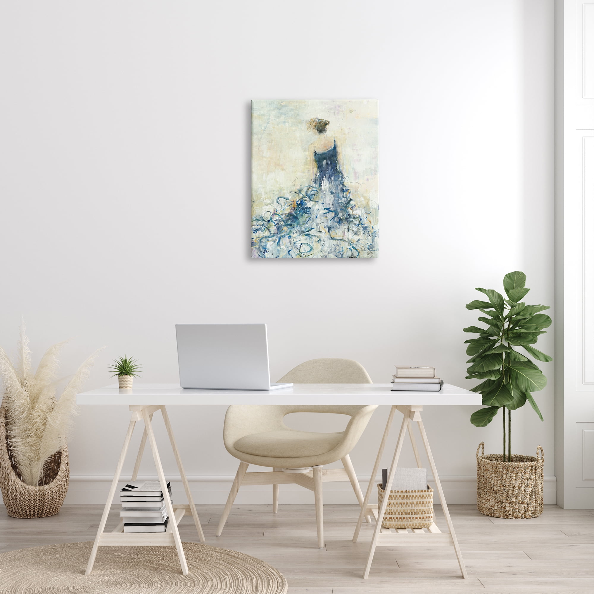 Stupell Indtries Women's Abstract Fashion Dress By Fluid Blue Curves,24 x 30,Design by Lisa Ridgers