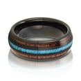 thumbnail image 2 of Black Tungsten Wedding Ring,Koa Wood Wedding Ring,8mm Wedding Ring,Tungsten Wedding Band,Anniversary Ring,Turquoise, 2 of 3