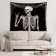 thumbnail image 1 of Tapiz de calavera para colgar en la pared, 51 x 59 pulgadas, esqueleto divertido, tema blanco y negro, decoración del hogar para hombres, mujeres, gótico, hippie, Halloween, bohemio, terror, roca, 1 of 5