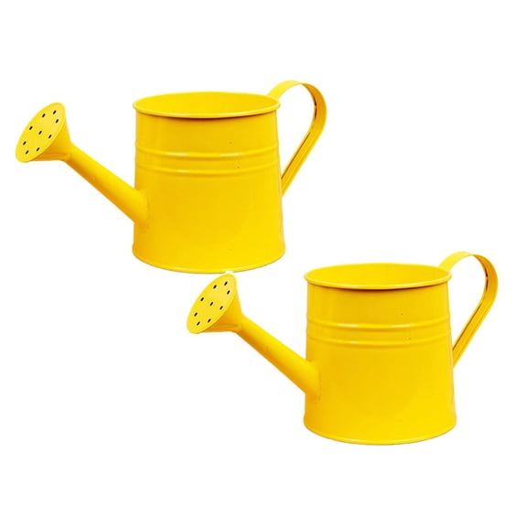 2Pcs Metal Watering Can For Outdoor Plants, Galvanized Steel Watering Can With Removable Spout, Perfect Home & Garden Décor Yellow 12*12*11Cm