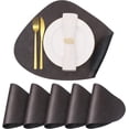thumbnail image 1 of Round Placemats Set of 6 Faux Leather Place Mats Double-Sided Anti Slip Wipeable Washable Reversible Table Mats for Kitchen Dining Christmas Table Home Decorations(Brown Black), 1 of 8