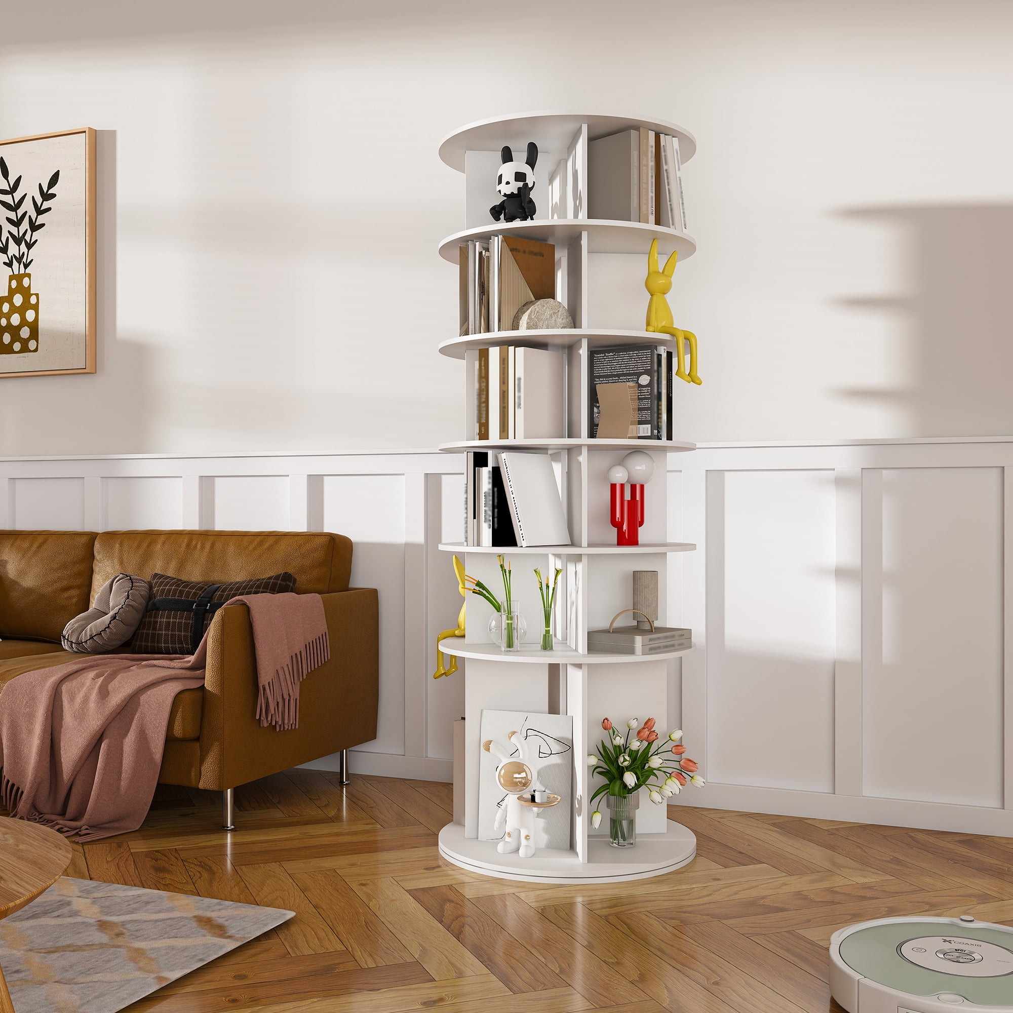 Miniyam 6-Tier Rotating Shoe Rack, Holds 24 Pairs, Space-Saving Design for Shoes & Accessories