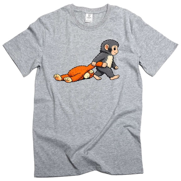 Baby monkey punch dragging toy cute internet vital Japan zoo tee shirt