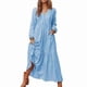 thumbnail image 1 of Vestido Maxi Bohemio de Algodón para Mujer, con Escote en V, Larga, Fluido, para Playa, con Bolsillos y Botones Azul XL, 1 of 9