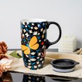 thumbnail image 5 of Topadorn Travel Coffee Ceramic Mug Ceramic Coffee Mug Ceramic Latte Teacup in Color Box for Home and Office 17 oz.,Butterfly, 5 of 9