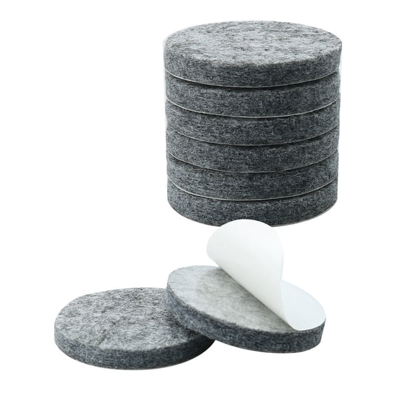 Uxcell 1 1/8" Almohadillas redondas autoadhesivas antideslizantes de fieltro para pies de armarios y closets, protección para pisos, color gris, paquete de 8