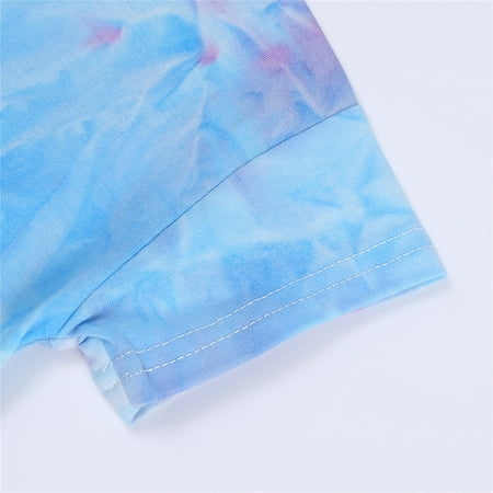 

nsendm Kids Toddler Boy Girls Clothes Sports Casual Tie Dye Prints Short Sleeves T Shirt Elastic Mint Baby Blankets for Girls Childrenscostume Blue 7-8 Years