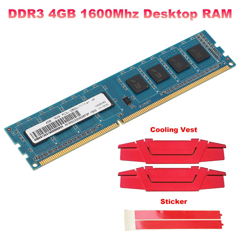 4GB DDR3 1600Mhz RAM Memory+Cooling 1RX8 PC3L-12800U 240Pins 1.35V CL11 DIMM Desktop Ram for AMD Motherboard Walmart.com