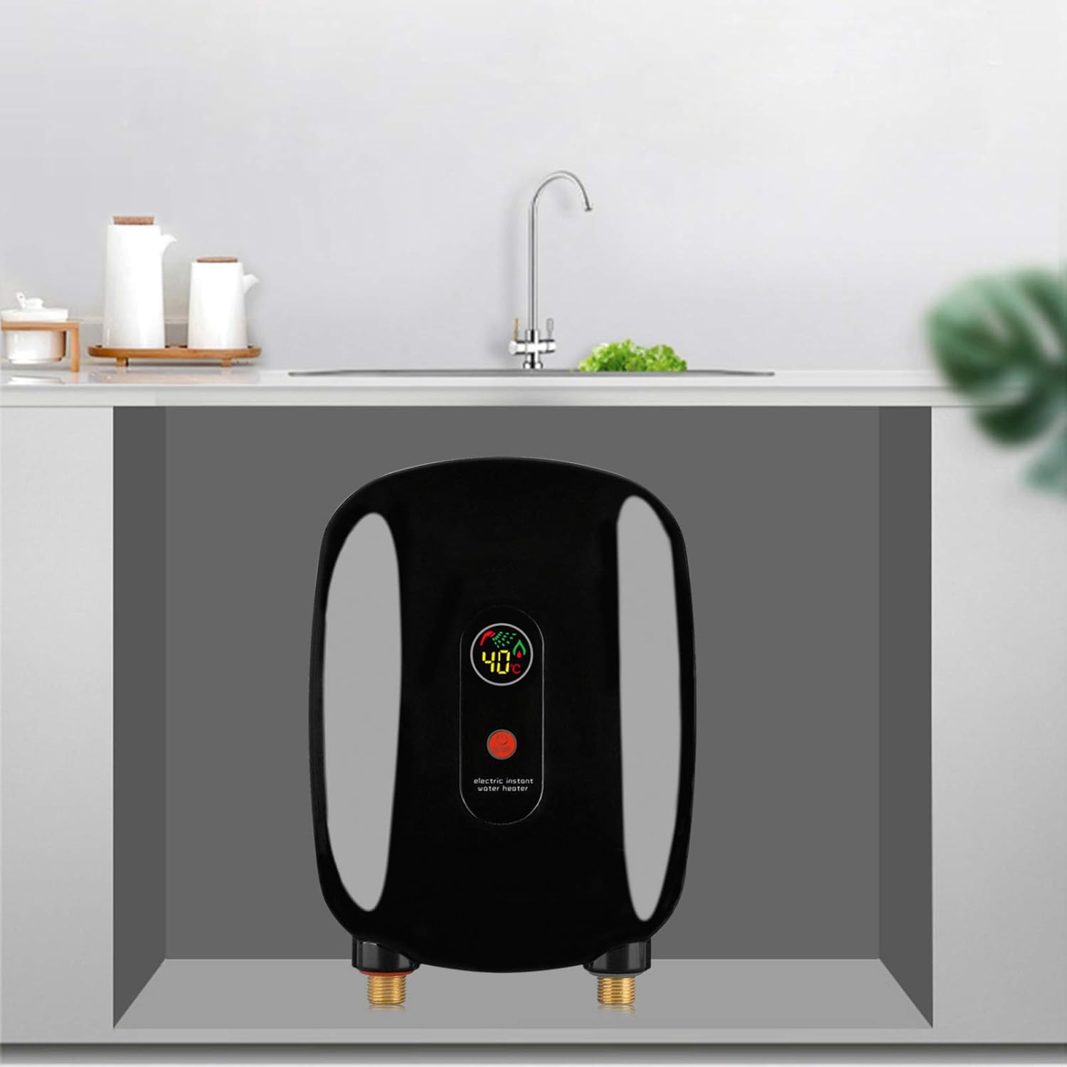 Miumaeov Electric Tankless Water Heater, 110V 3000W Mini Electric Tankless Instant Hot Water Heater Instant Electric Water Heater