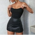 thumbnail image 3 of High Waist Stretch Split Hem Skirt Short Women's Fashion Bottoms Straight Leg, 3 of 6