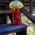 thumbnail image 5 of Esterno Mushroom Lady Solar Statue; Hippy Themed Garden Yard Decor, 5 of 8